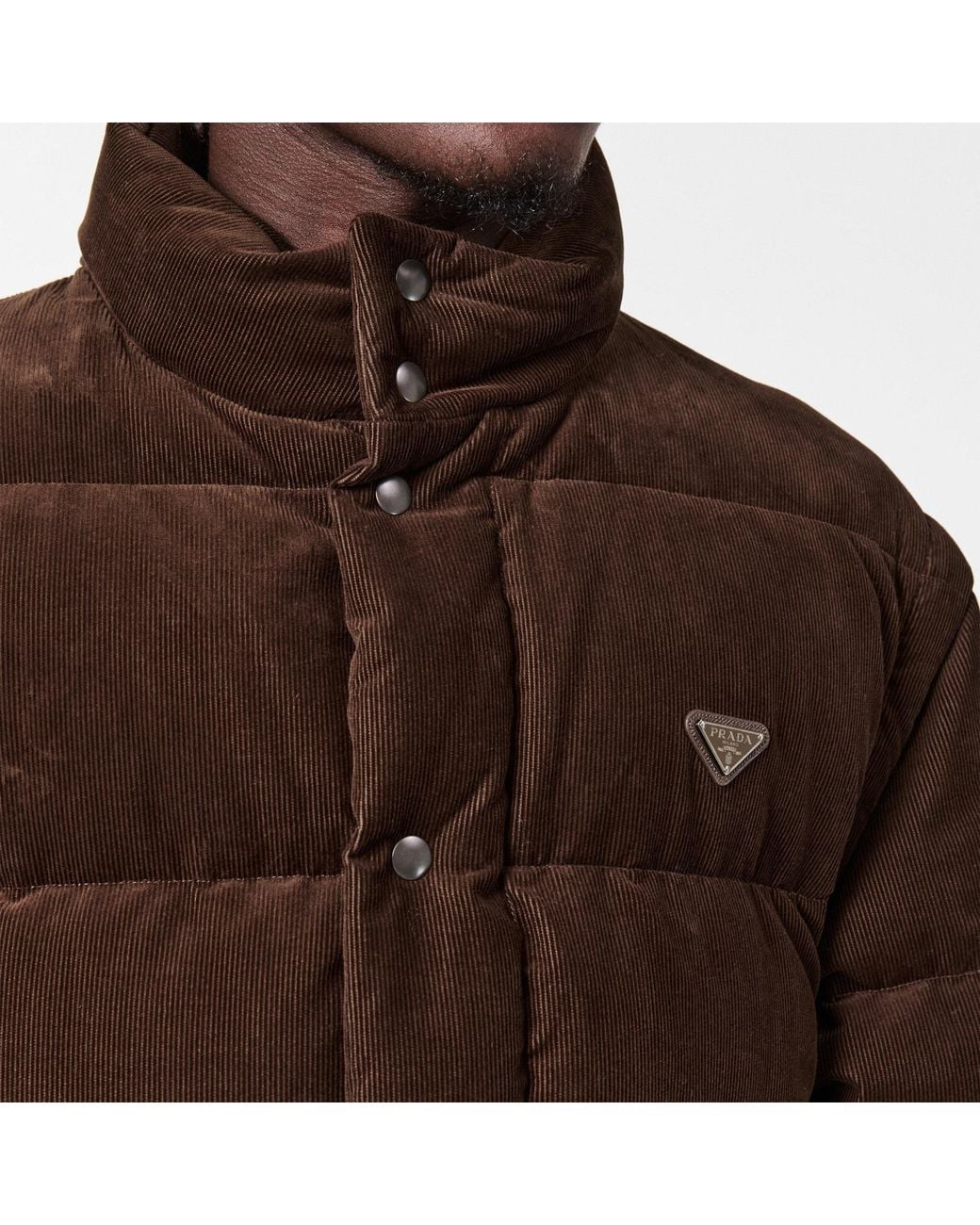 Prada Brown Corduroy Quilted Down Jacket for men