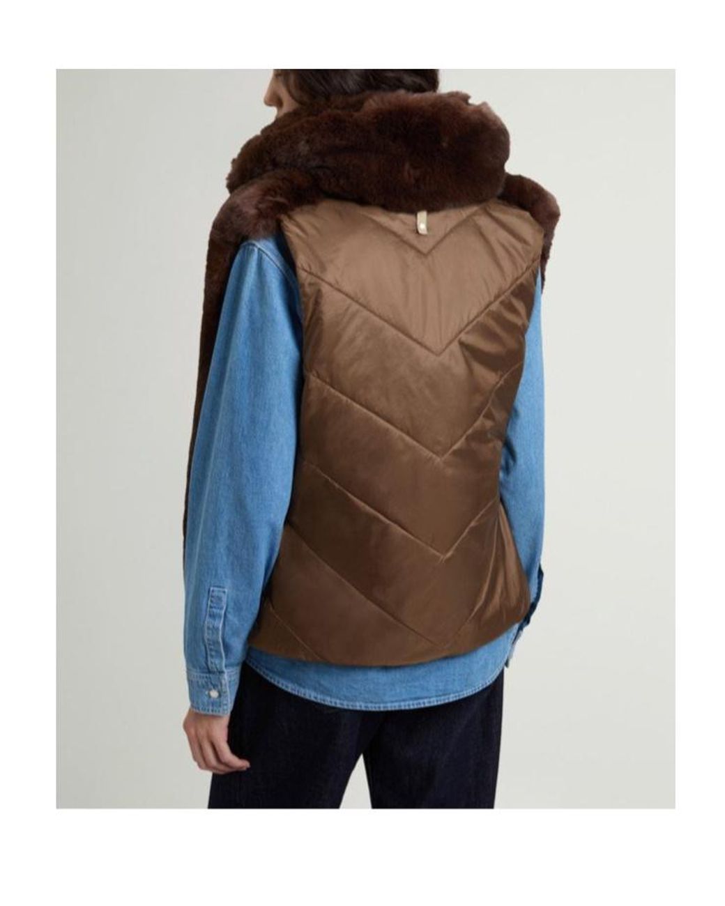 Woolrich Brown Quilted High-Neck Vest