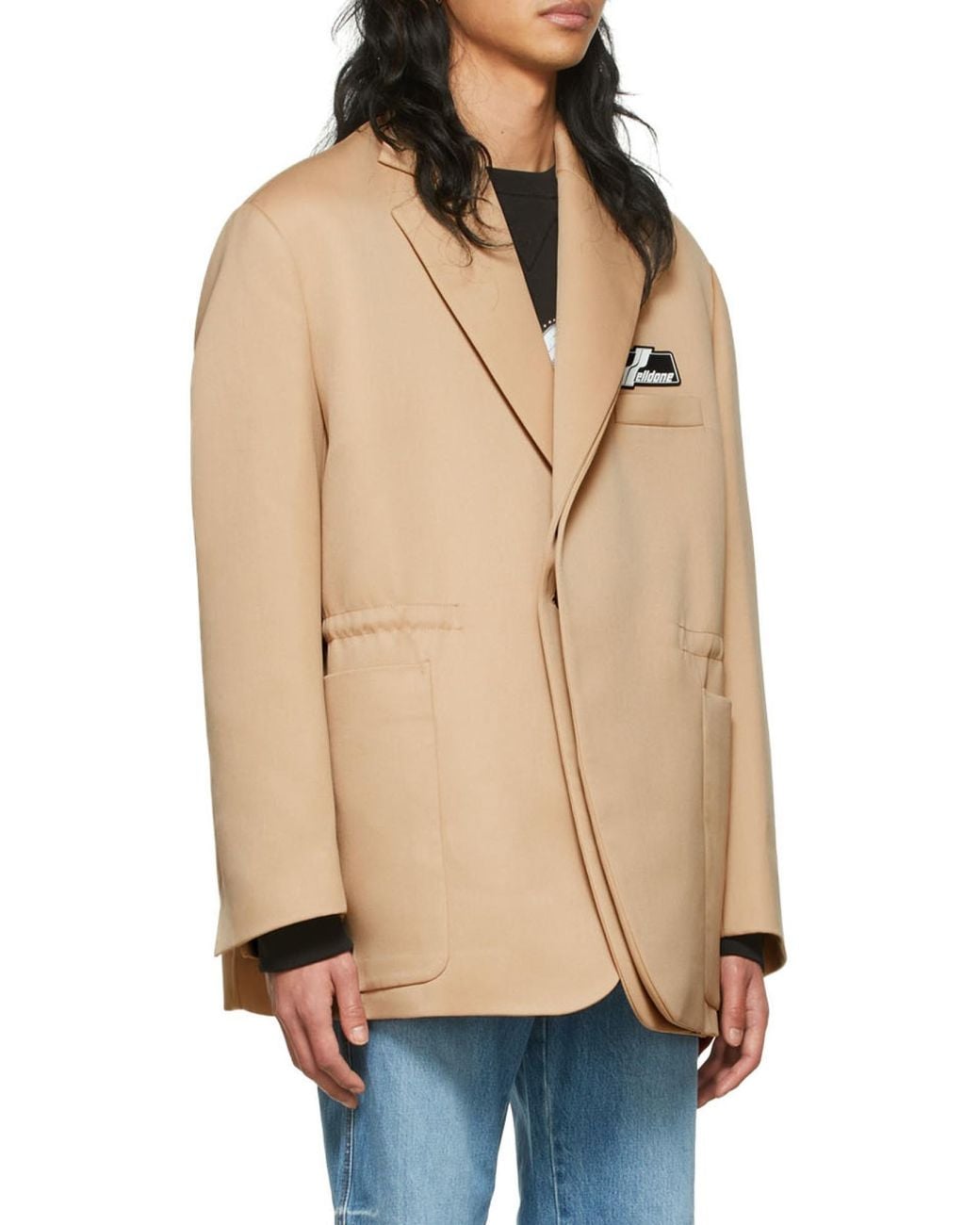 we11done Natural Logo Patch Twill Blazer for men