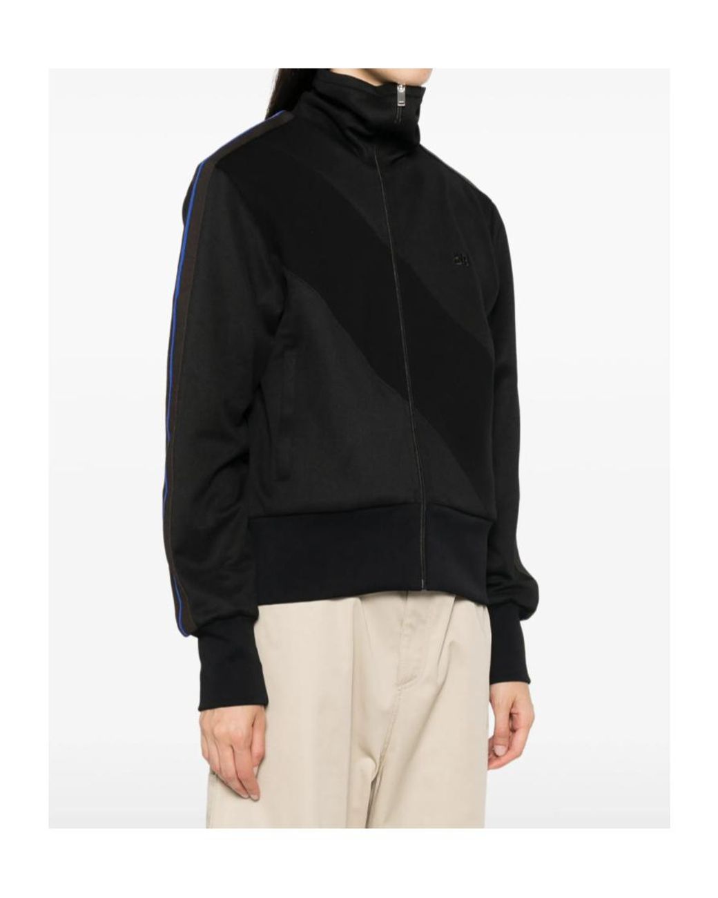 Wales Bonner Black Side-Stripe Zip-Up Sweatshirt