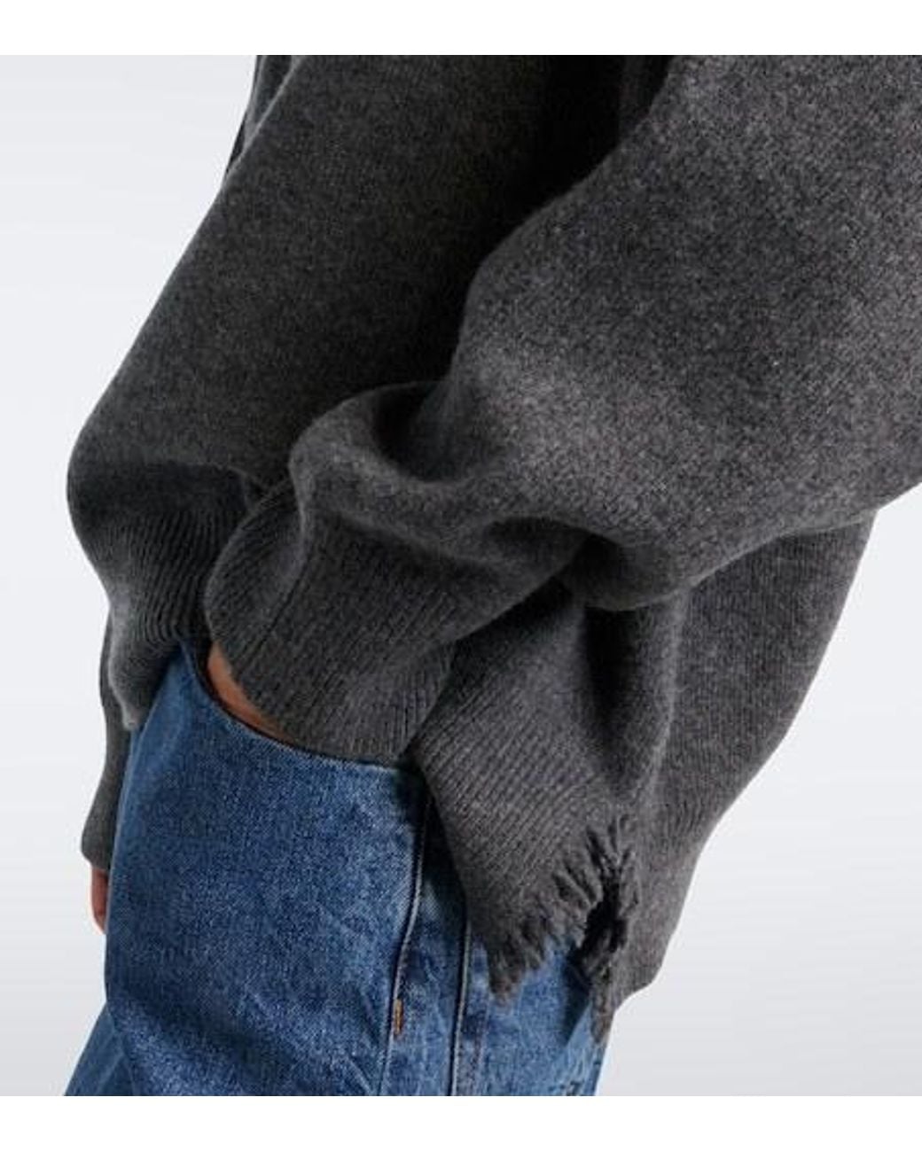 Rohe Gray Distressed Wool-Blend Sweater