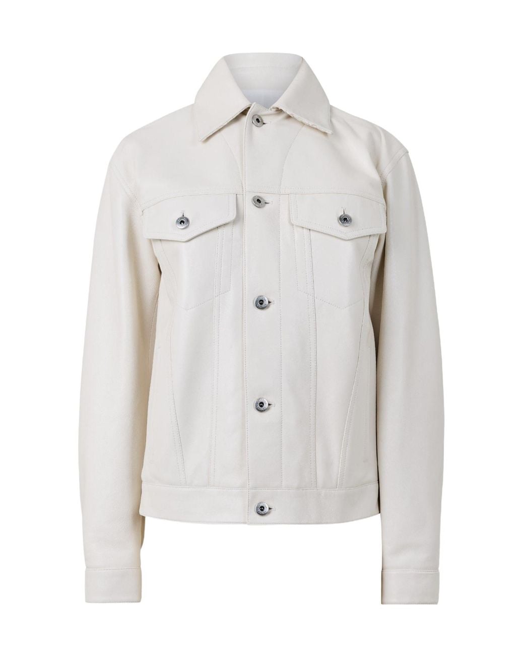 Bottega Veneta Gray Versatile Minimalist Leather Jacket