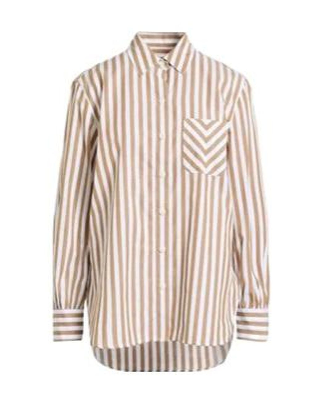 Rag & Bone White Vertical Striped Collared Long-Sleeve Shirt