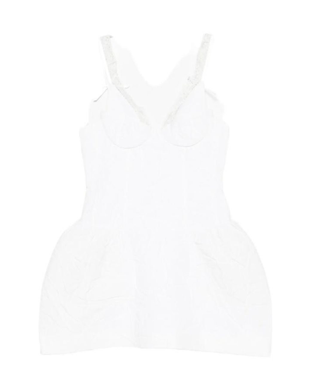 ShuShu/Tong White Lace Bow Mini Dress