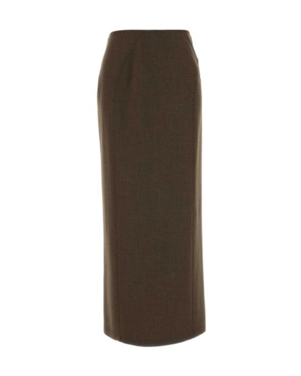 Jil Sander Brown Back-Slit Midi Skirt