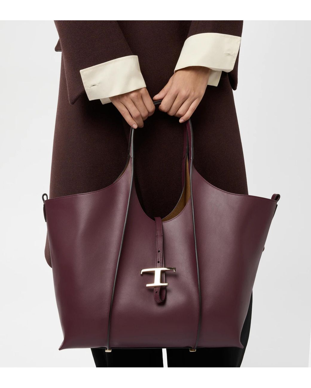 Tod's Brown T Timeless Shopping Bag
