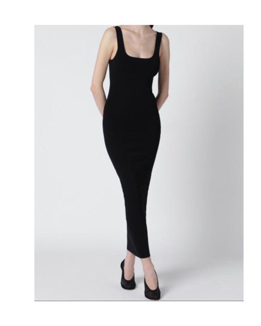 Entire studios Black Square Neck Midi Dress