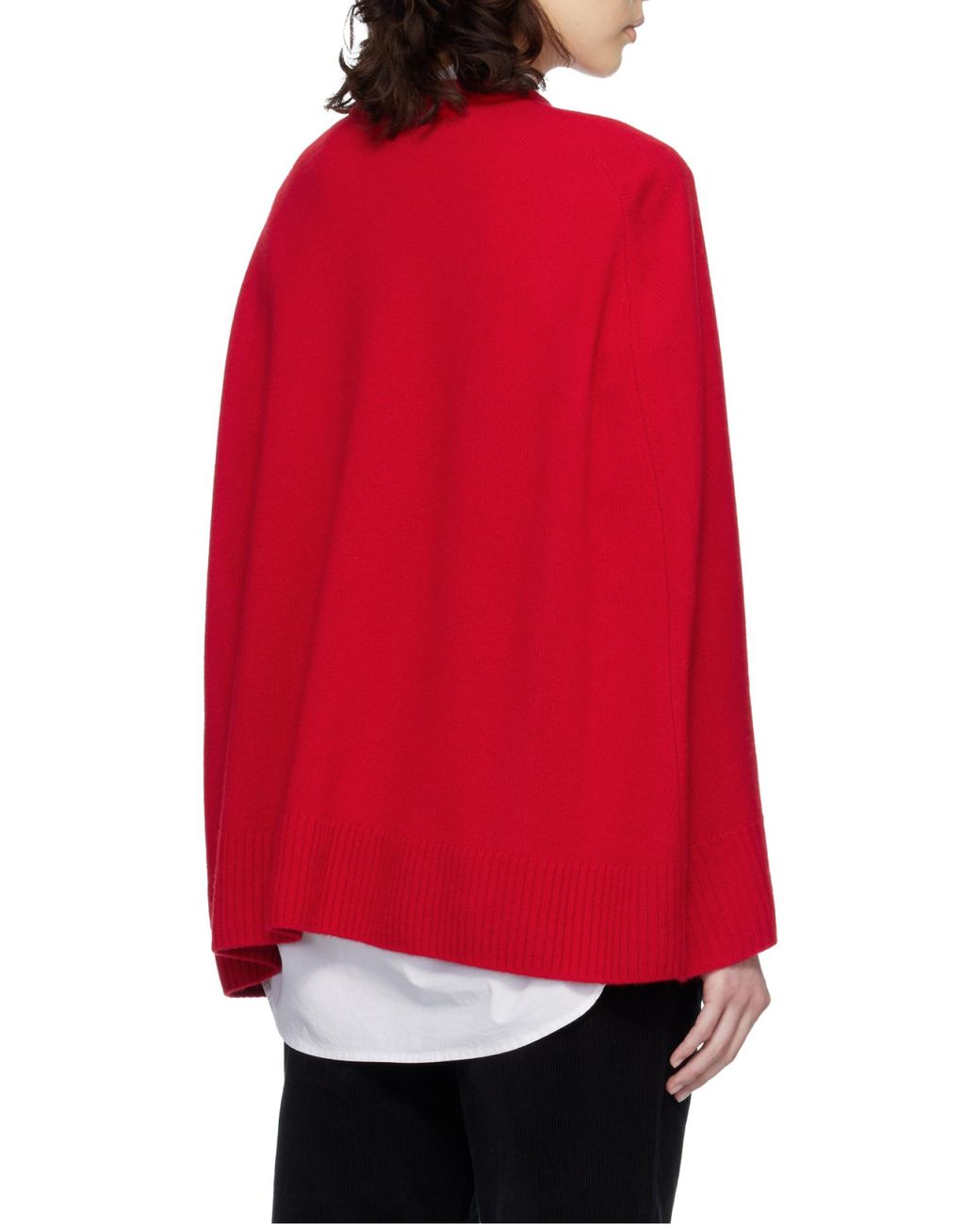 Totême Red Cashmere Crewneck Cape Sweater