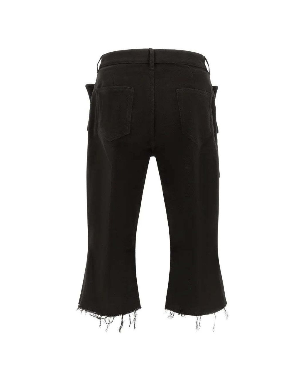 Rick Owens Black Tower Runway Cargo Bolan Distressed Cut Off Trousers for men