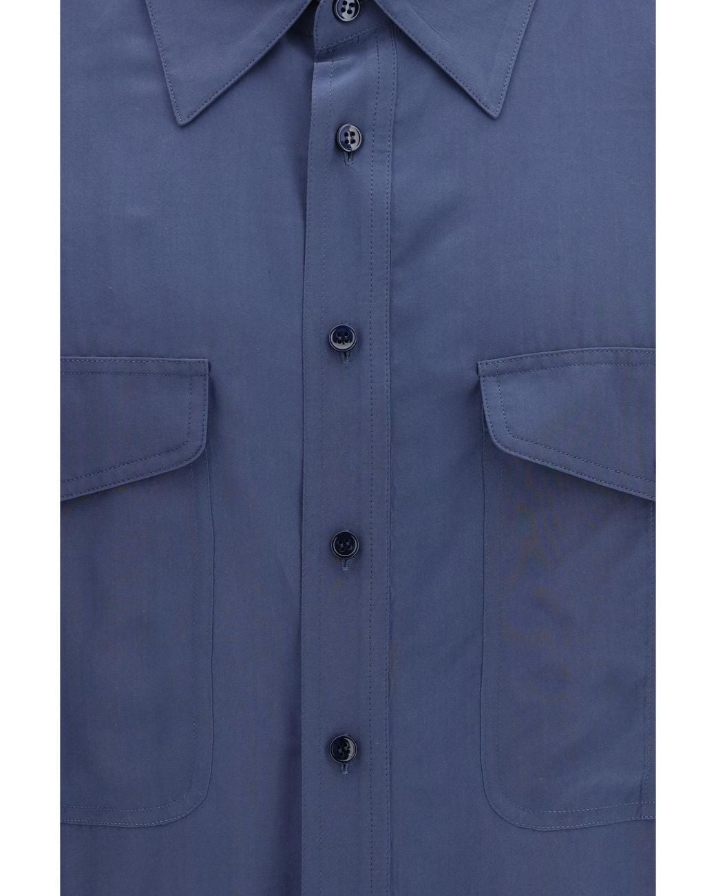 Saint Laurent Blue Button-Up Long-Sleeved Shirt for men