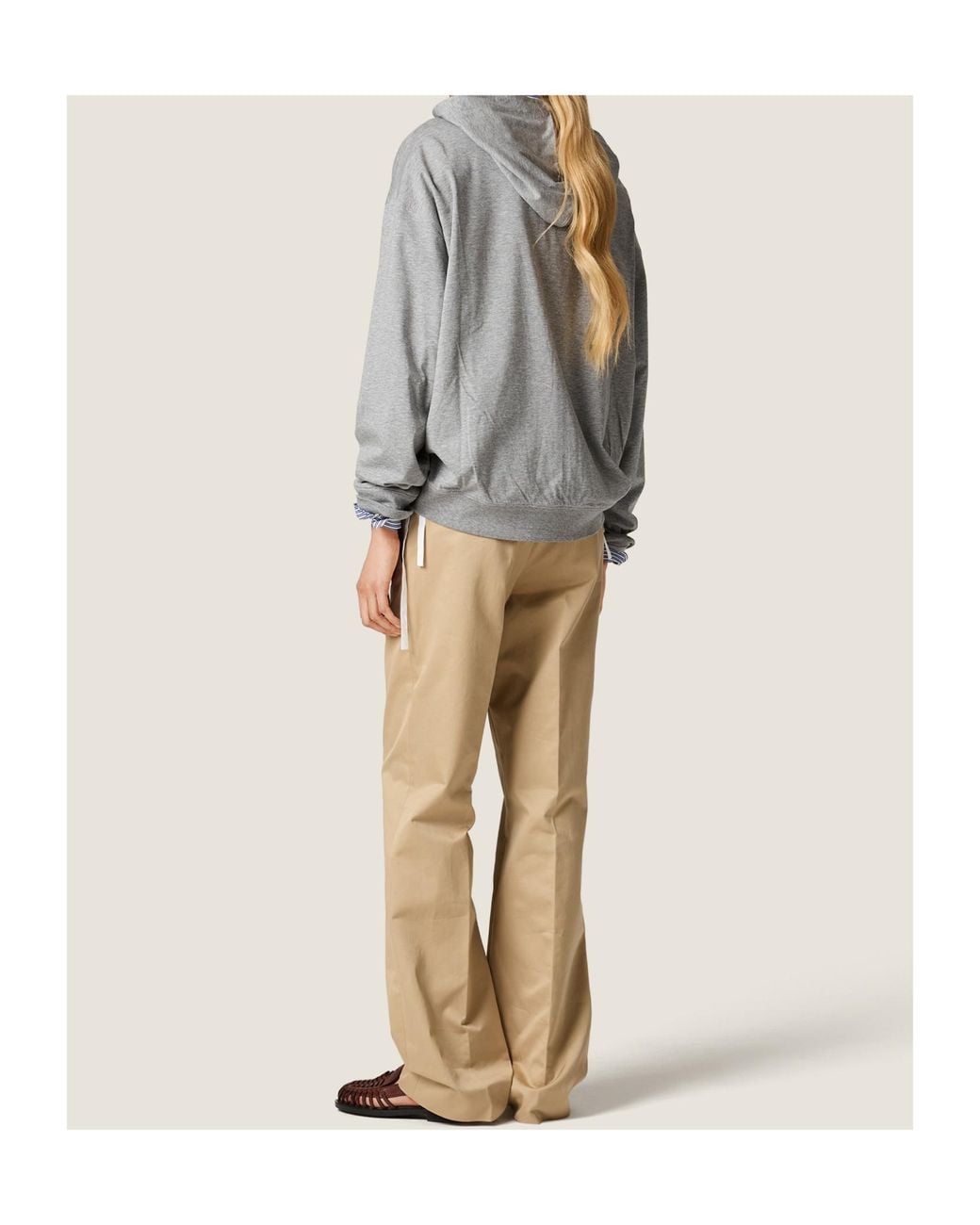 Miu Miu Gray Logo Zip-Up Hoodie
