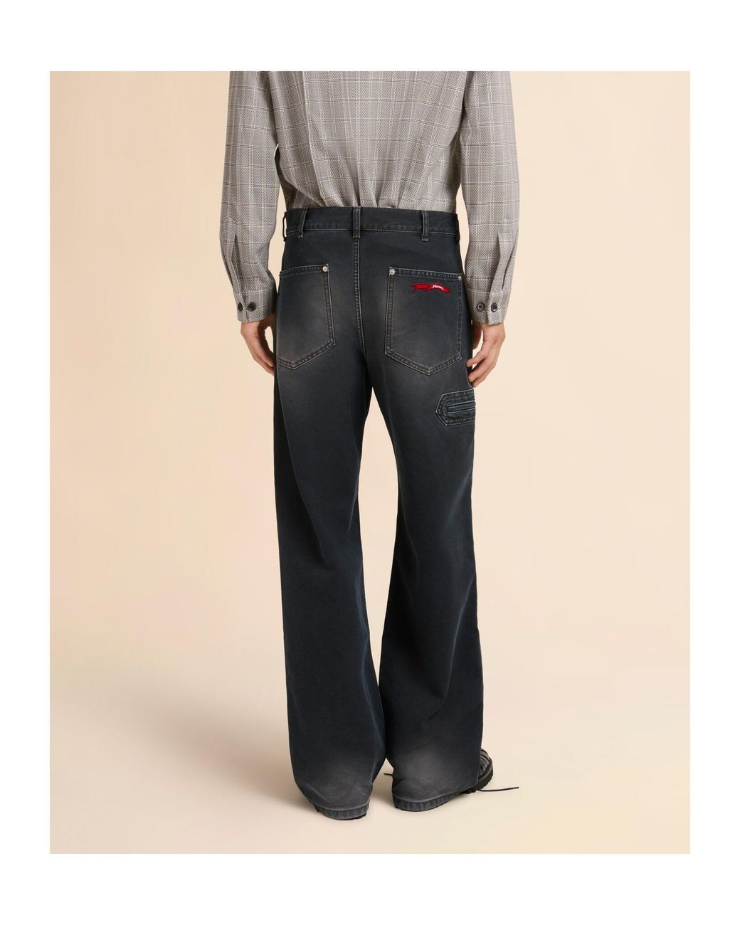 Marni Gray Flag Patch Trousers for men
