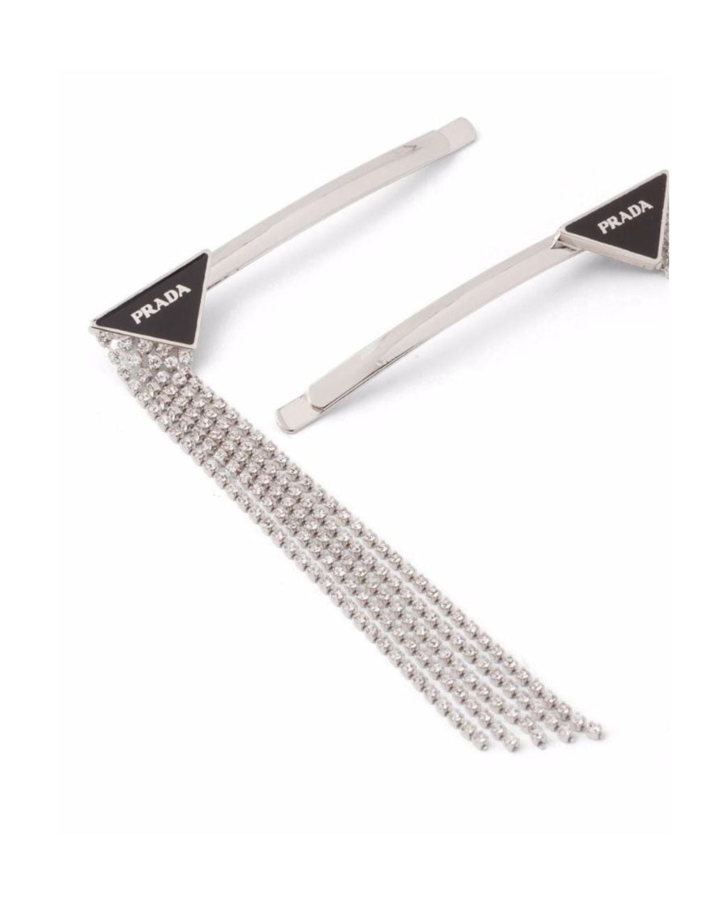 Prada White Embellished Triangle Hairpin Set