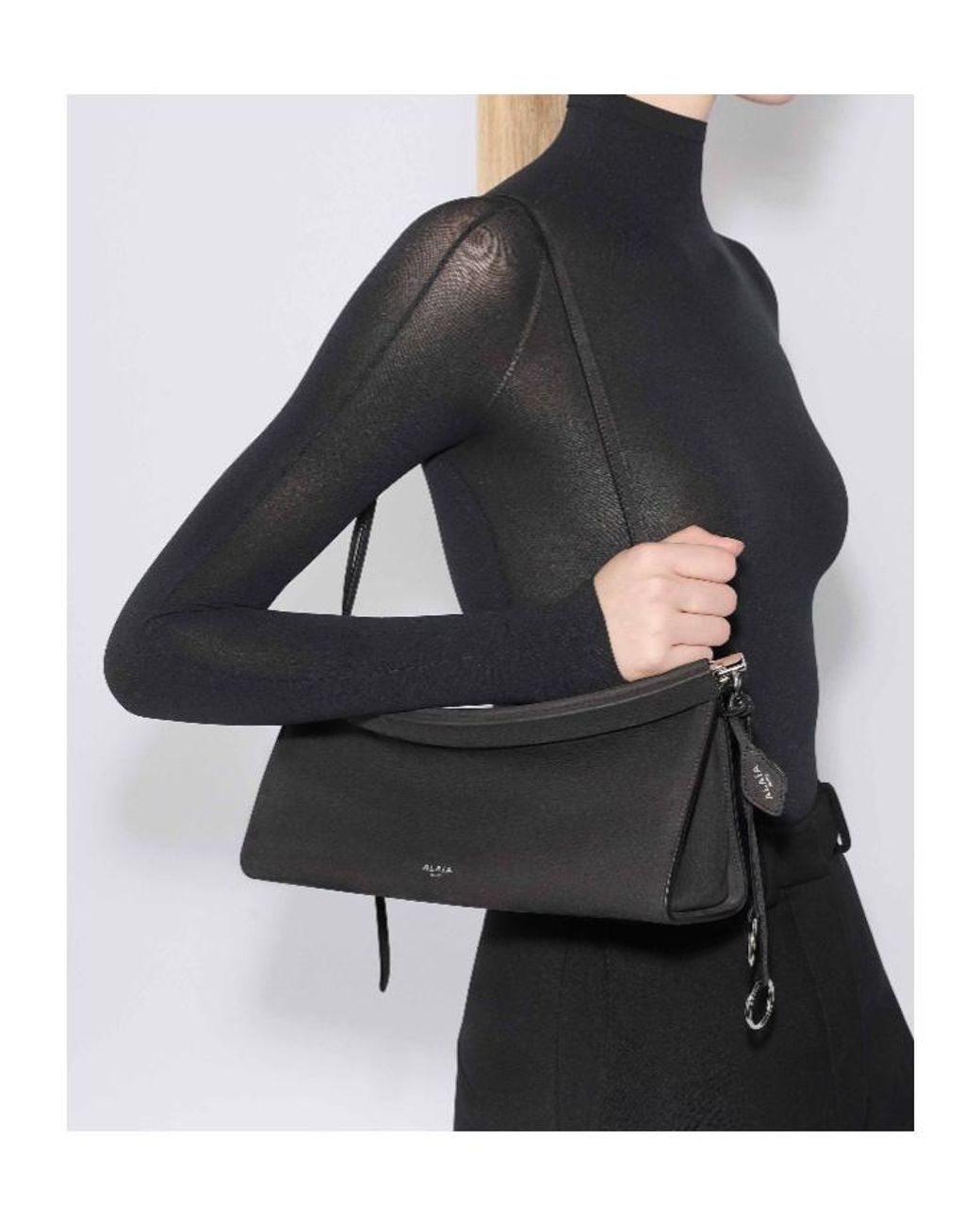 Alaïa Black Medium Leather Le Click East West Shoulder Bag