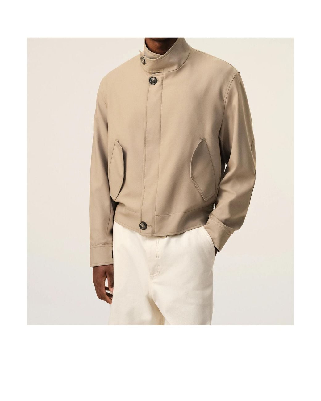 AMI Natural Stand-Up Collar Harrington Jacket for men