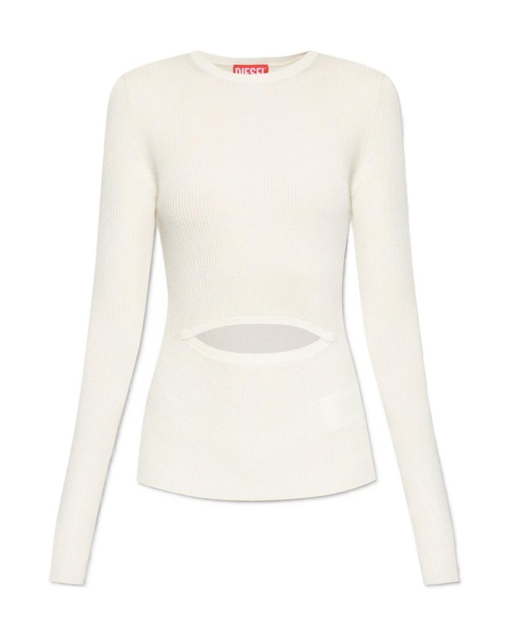 DIESEL White M Peris Cut-Out Ribbed-Knit Top