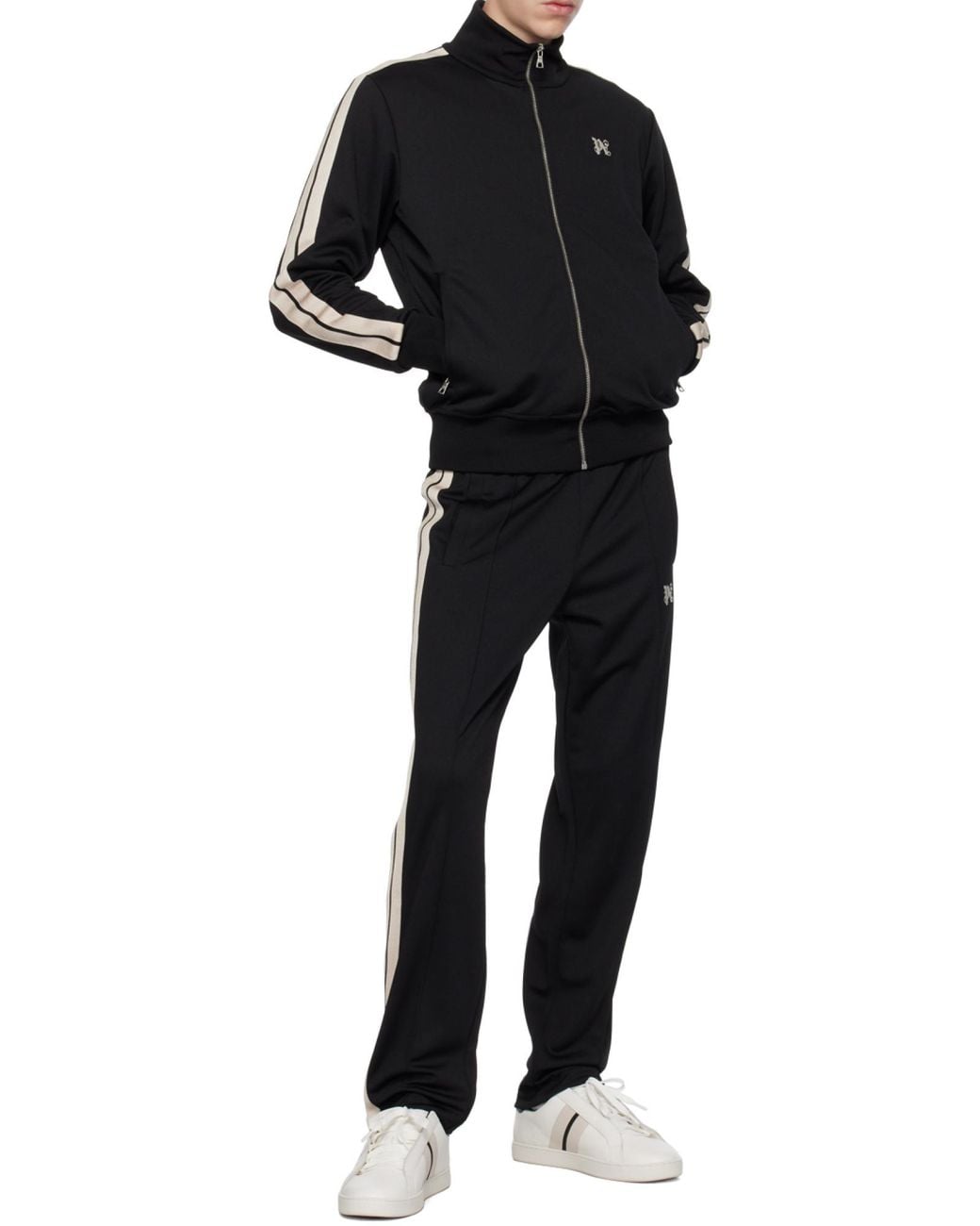 Palm Angels Blue Logo Embroidered Zip-Up Jacket for men