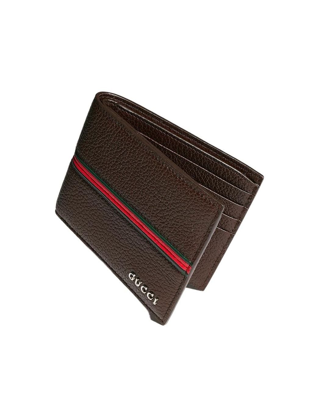Gucci Brown Bi-Fold Wallet With Web for men