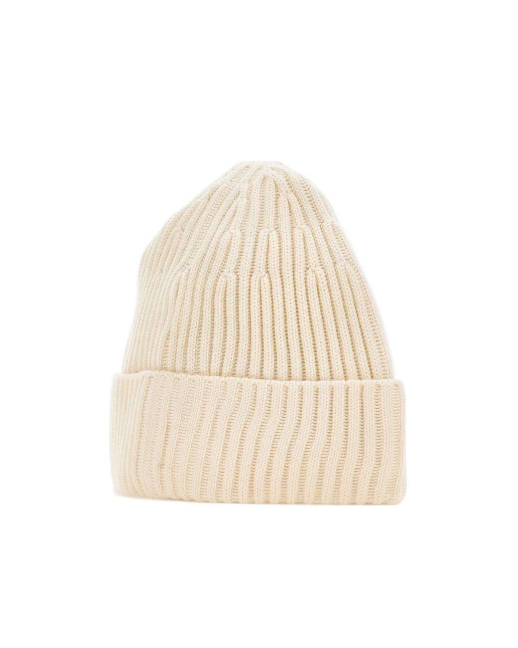 Stone Island Natural Compass Patch Ribbed Beanie for men