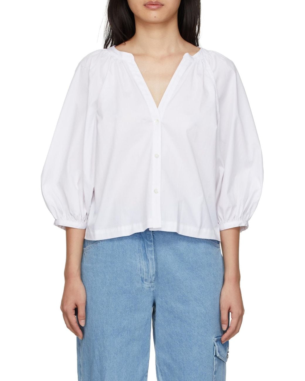 Staud White Dill Button-Up Shirt