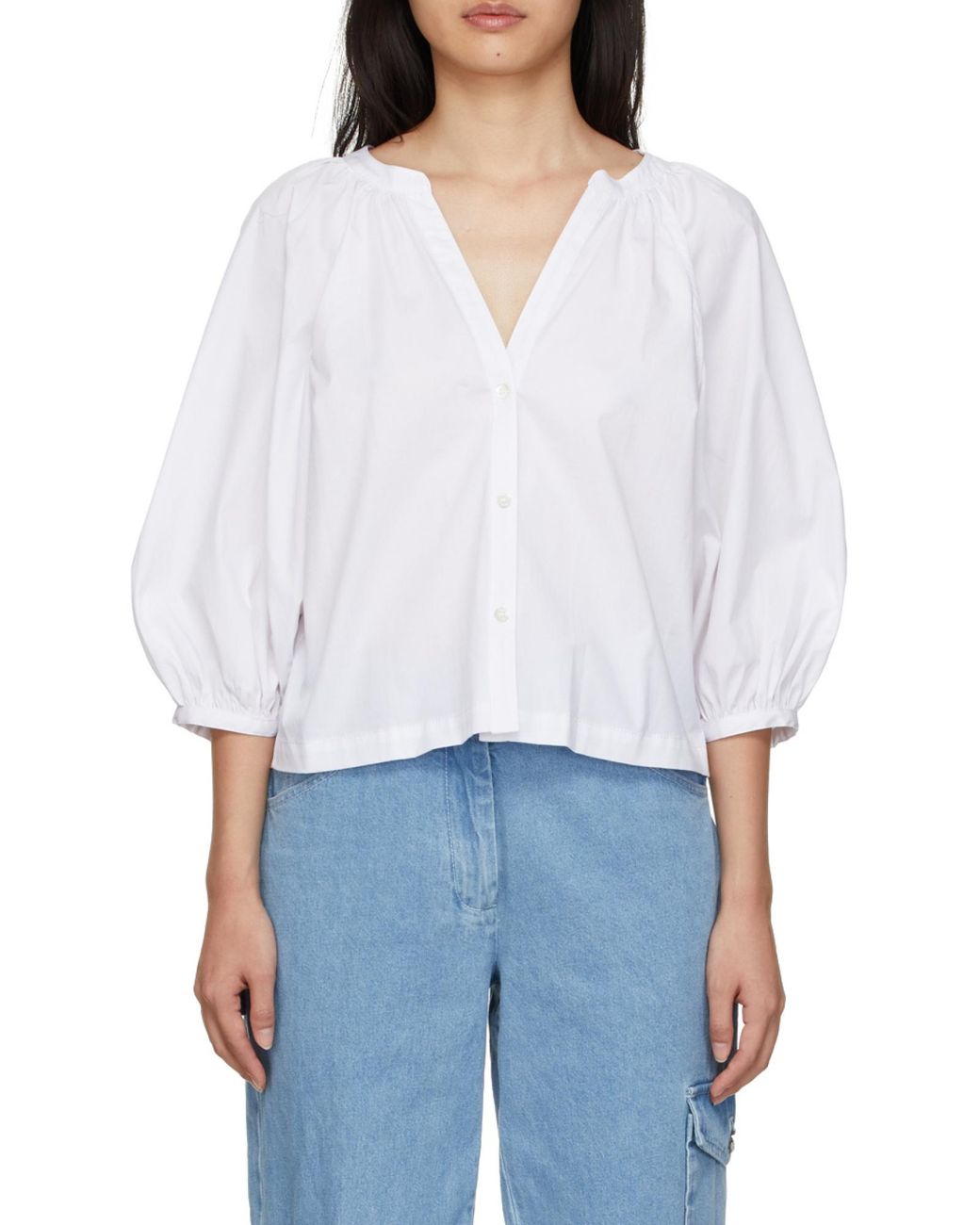 Staud White Dill Button-Up Shirt