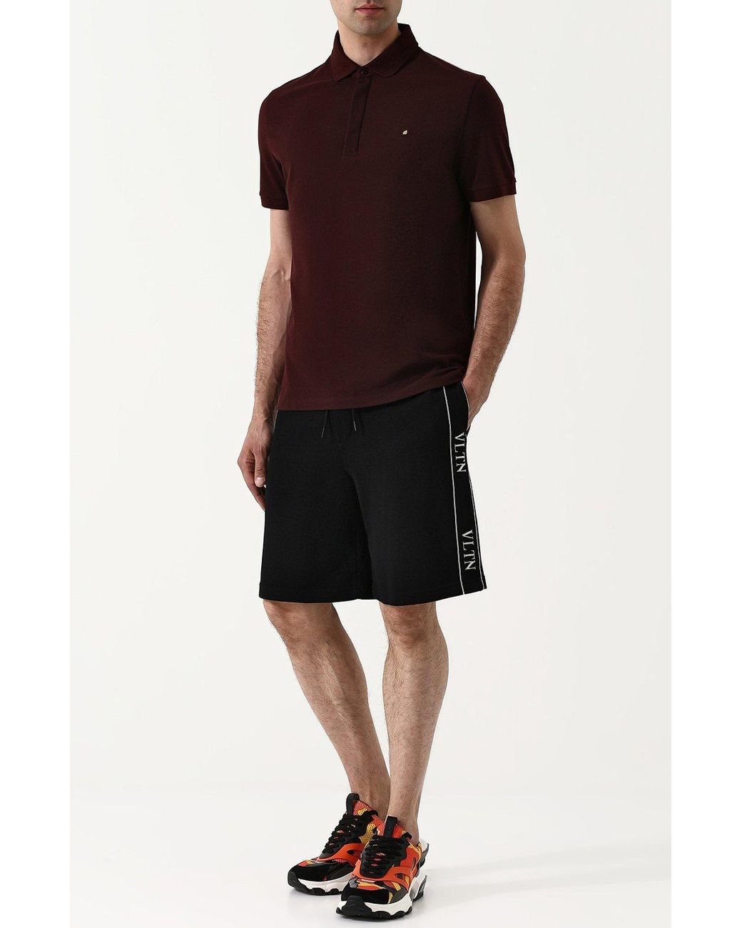 Valentino Black Vltn Side Striped Sports Shorts for men