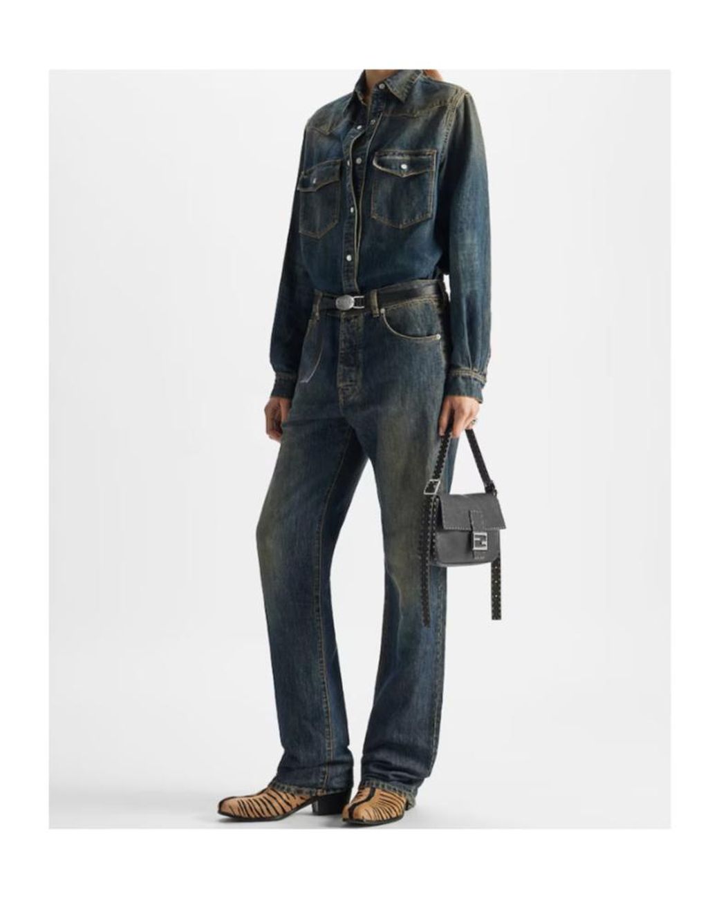 Fendi Blue Straight-Leg Long Jeans