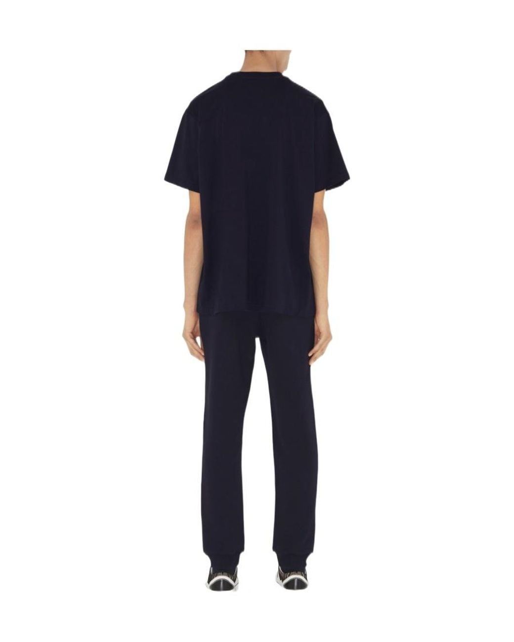 Burberry Blue Logo Detailed Crewneck T-Shirt for men