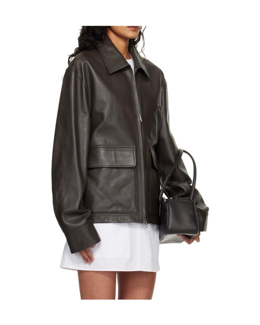 Courreges Black Double-Pocket Lapel Leather Jacket for men