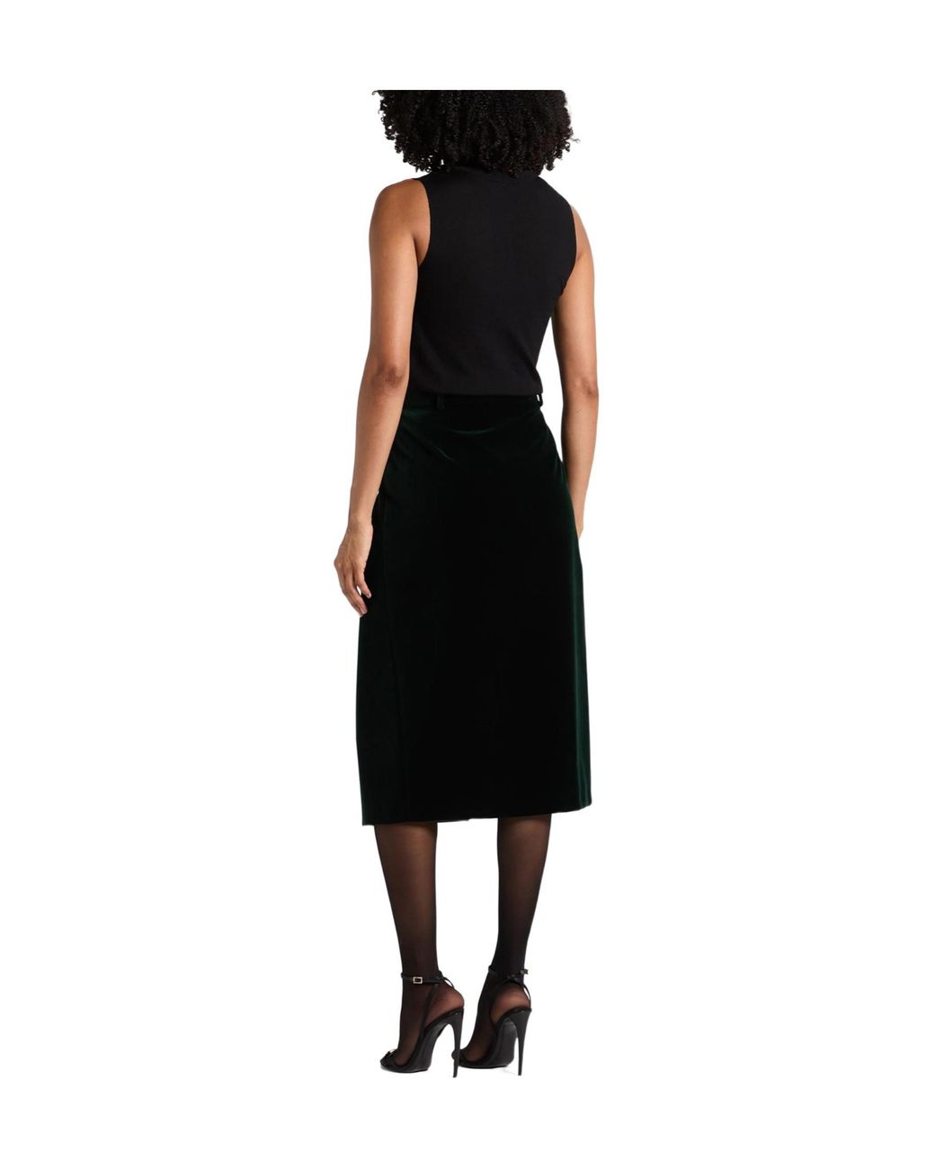 Saint Laurent Black Solidcolor Velvet Bodycon Skirt