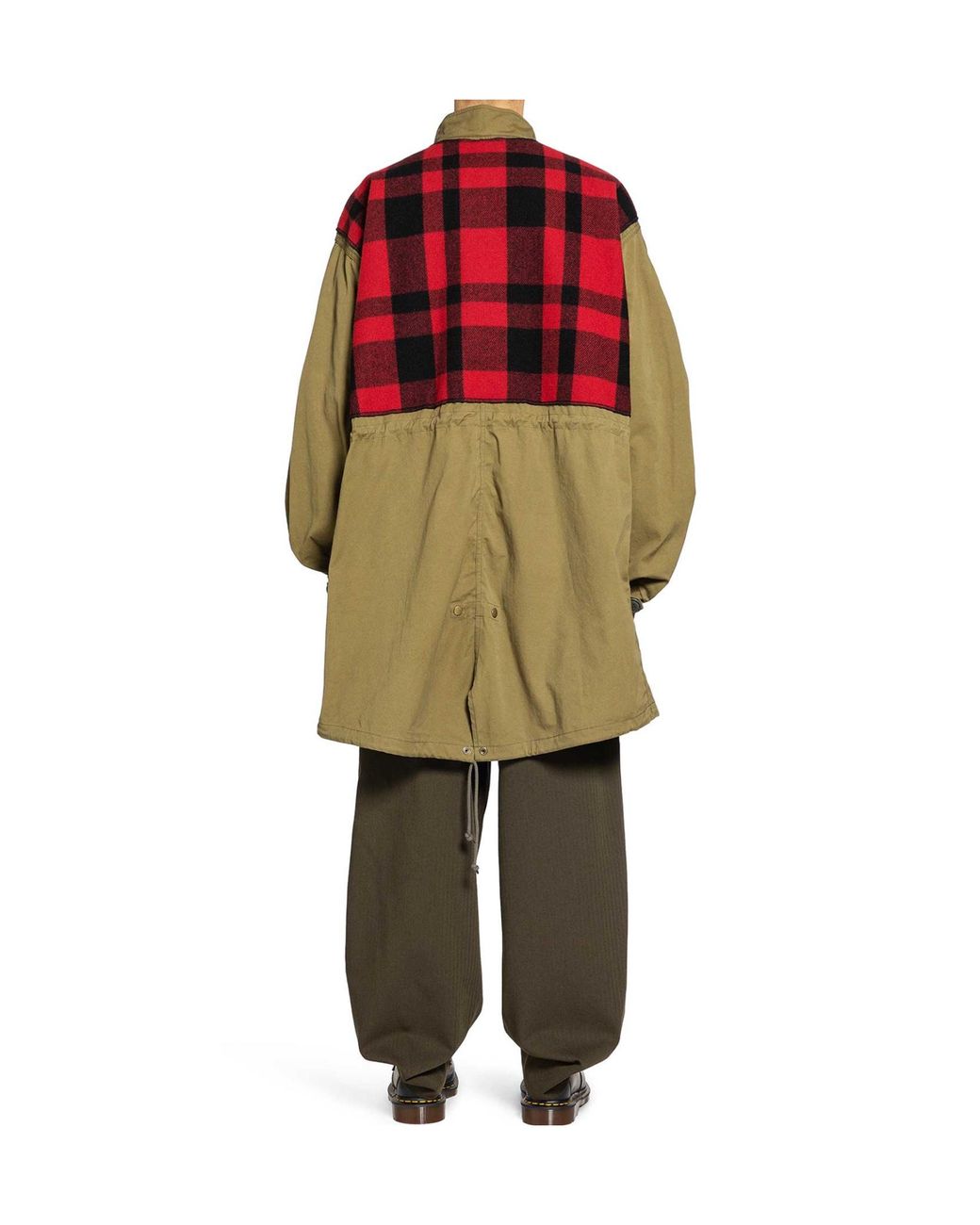 Junya Watanabe Red Checked Drawstring Coat for men
