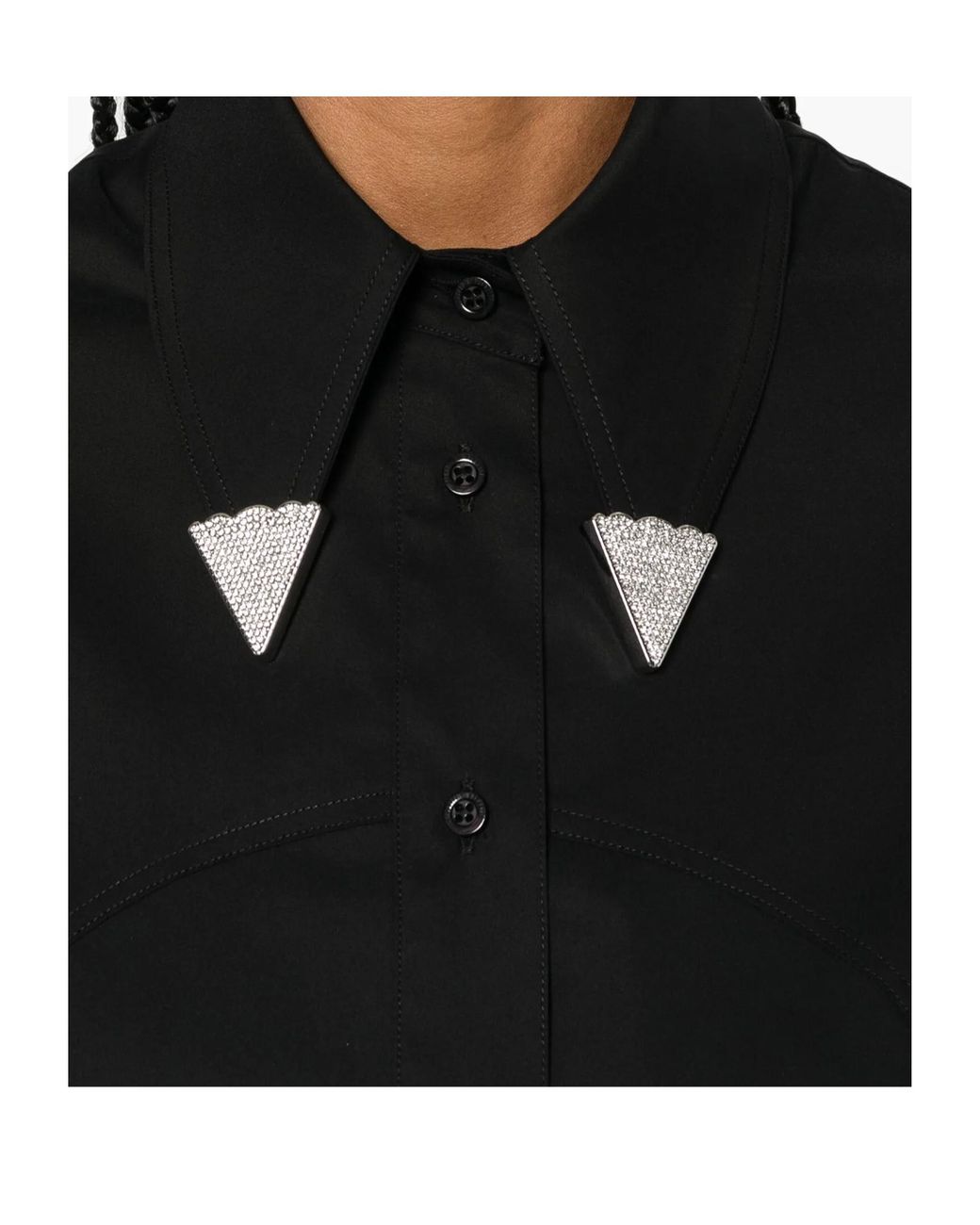 GIUSEPPE DI MORABITO Black Rhinestone-Embellished Poplin Mini Dress