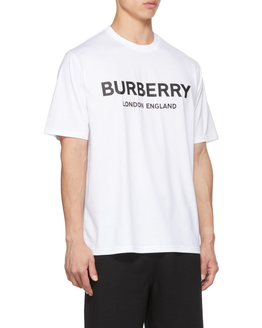 Burberry White Logo Print Crewneck T-Shirt for men