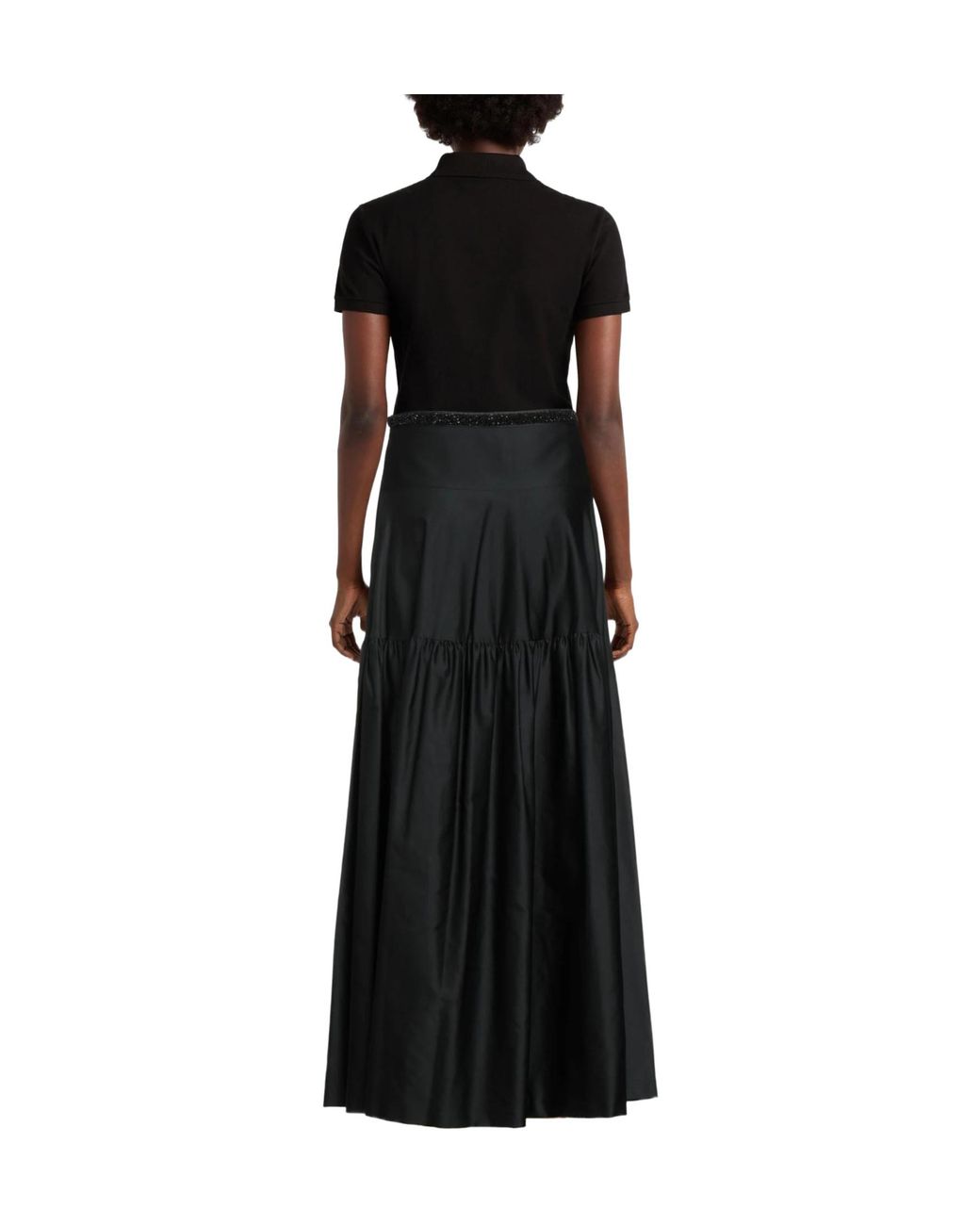 Max Mara Black Versatile Solid Taffeta Skirt