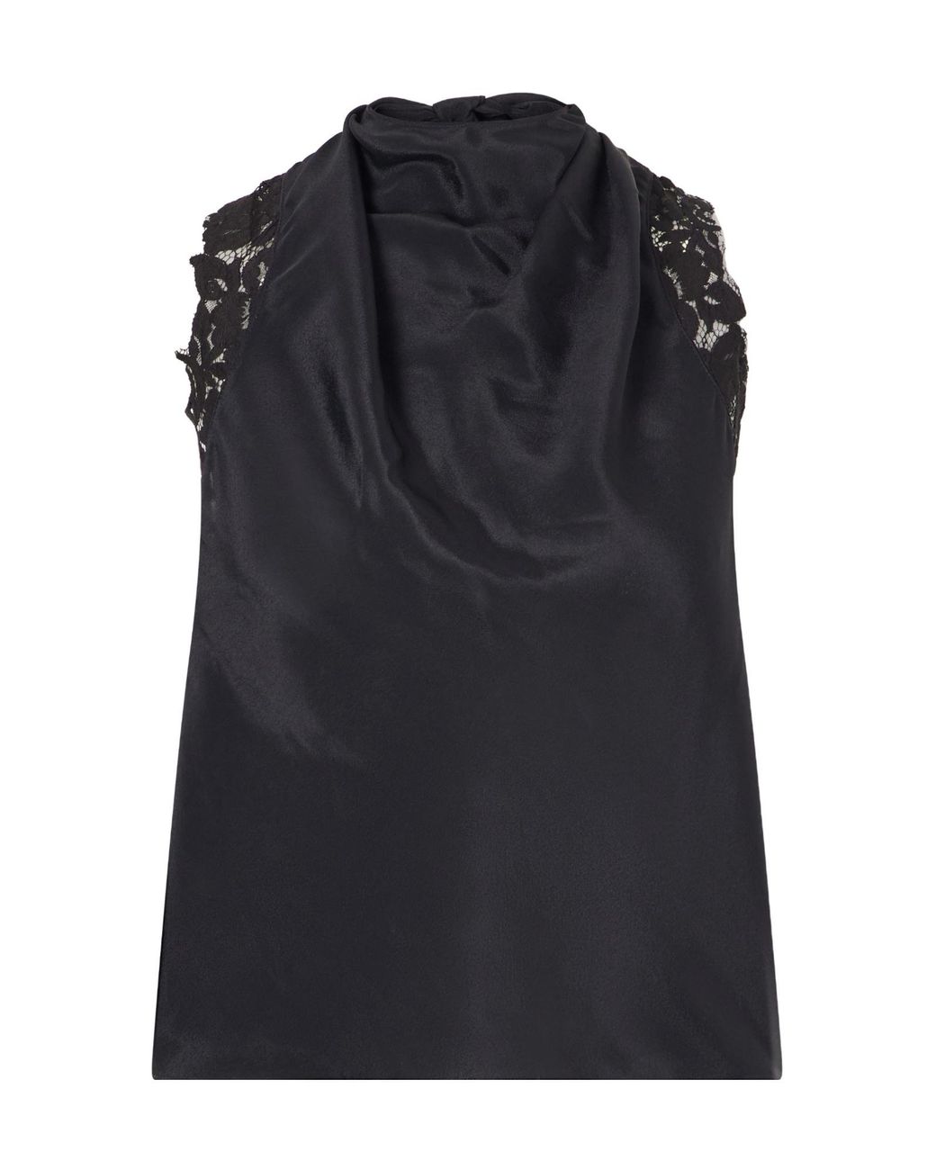 Sir Black Sleeveless Top With Lace Trim