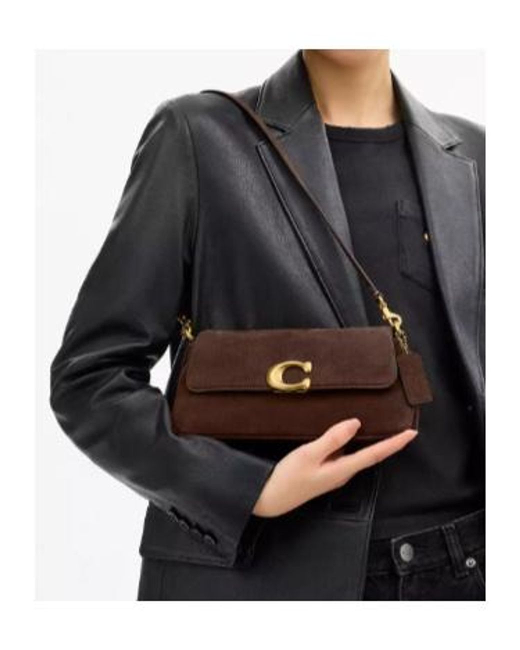 COACH Brown Suede Jet Shoulder Bag