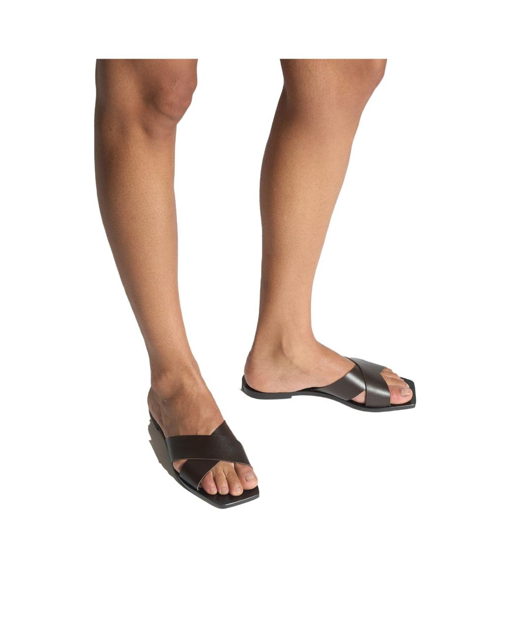 Aeyde Black Minimalist Flat Sandals