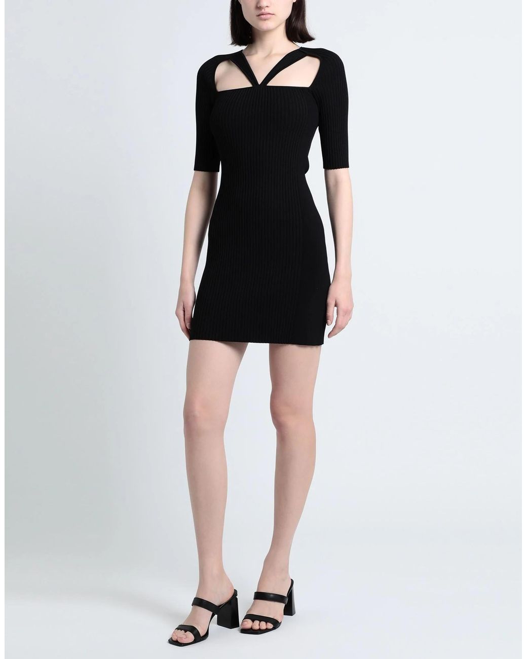 Ganni Black Solid Knit Dress