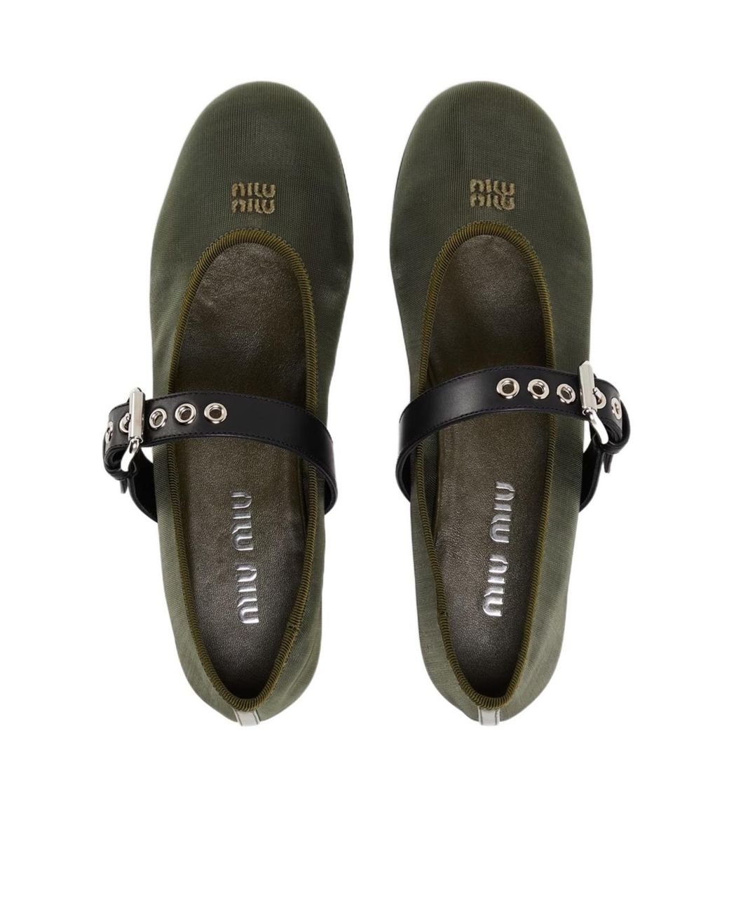 Miu Miu Green Mesh Fabric Ballerinas