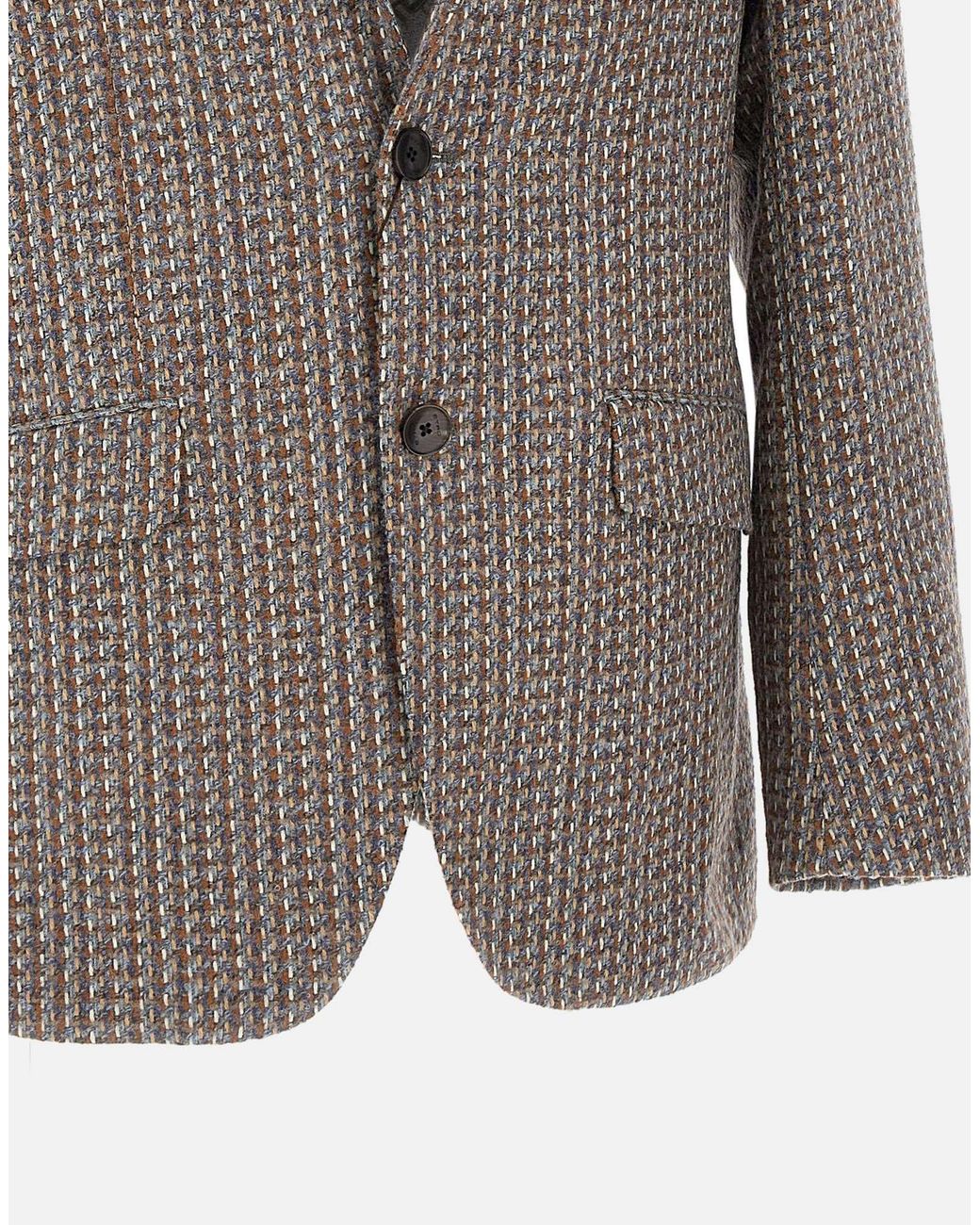 Etro Gray Mixed Wool Jacket for men