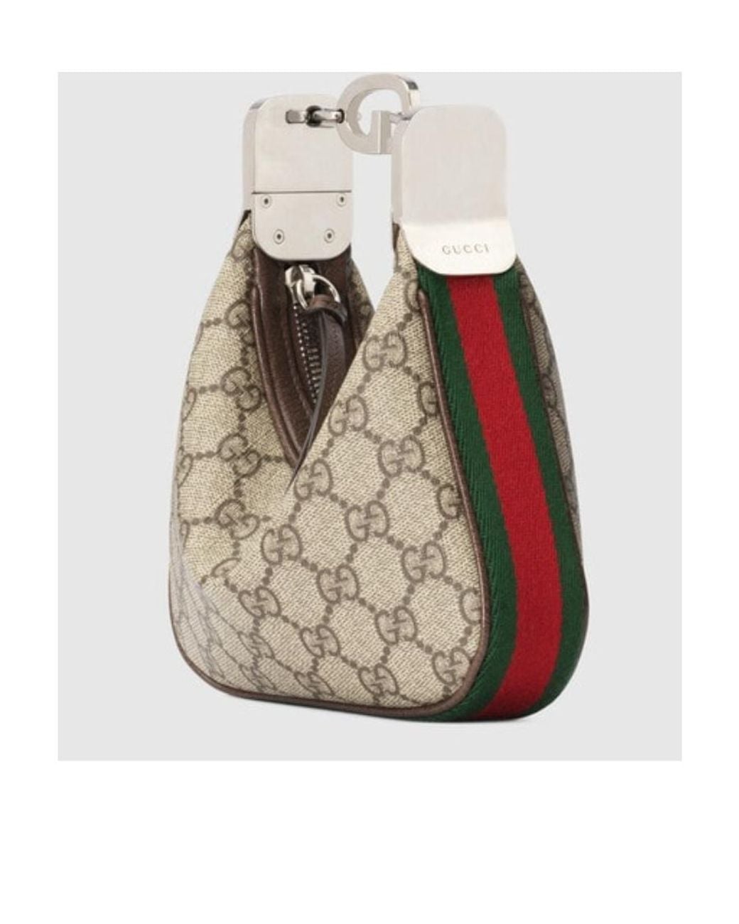Gucci Gray Mini Gg Supreme Attache Zipped Shoulder Bag
