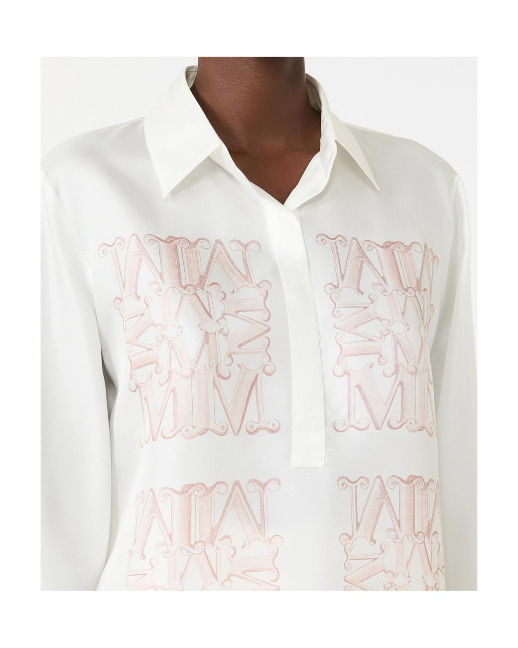 Max Mara White Filtro Logo Printed Button-Up Shirt