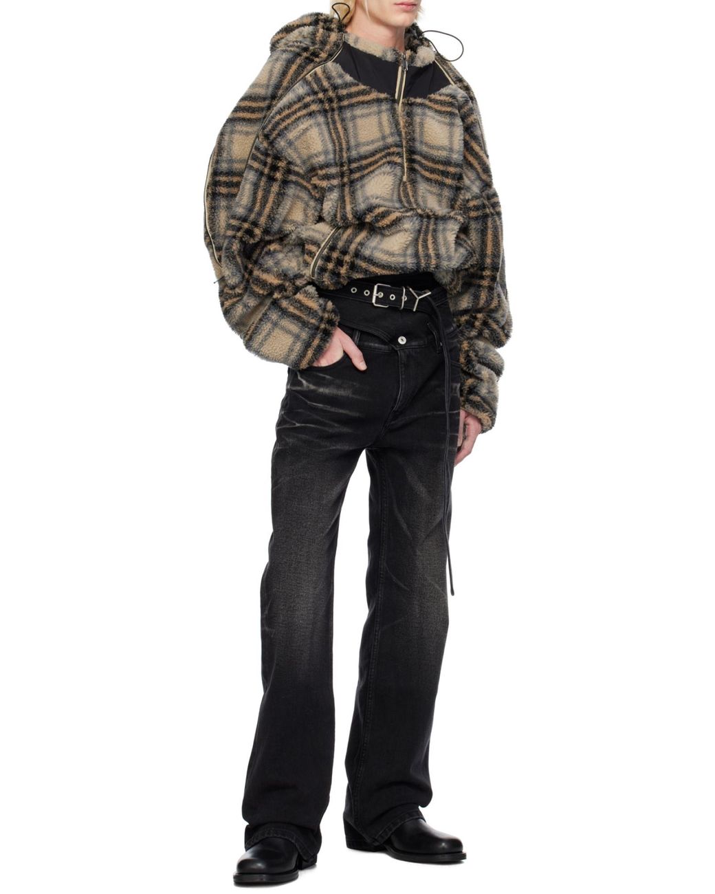Y. Project Black Wrap Belt Jeans