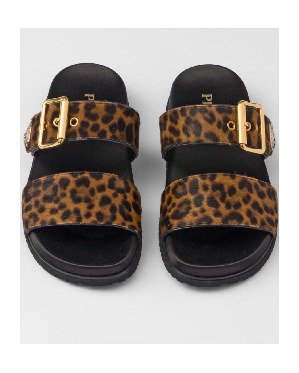 Prada Brown Animal Print Buckled Sandals