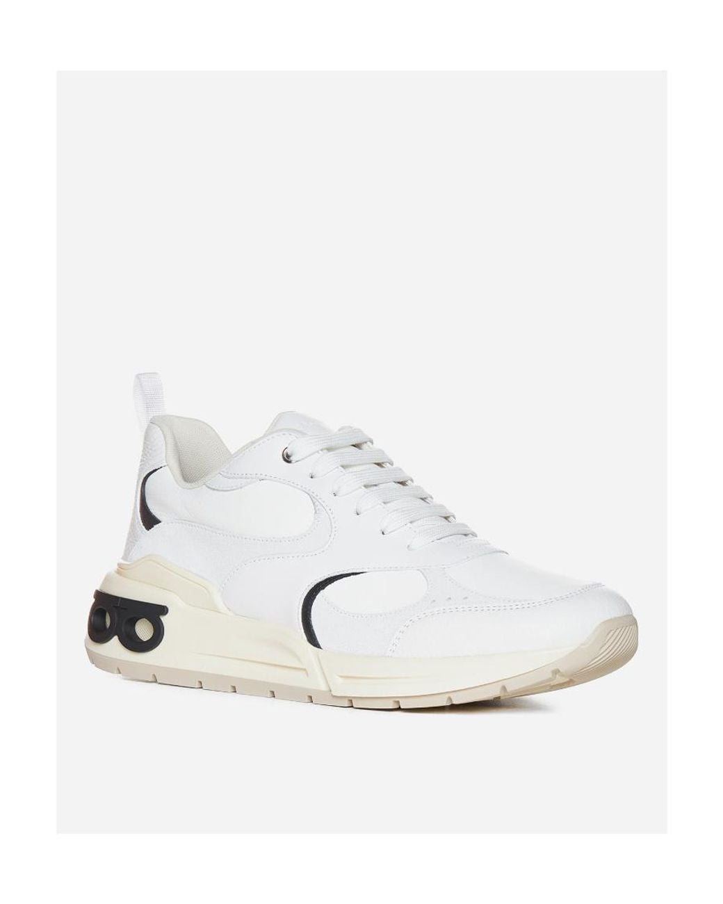 Ferragamo White Logo Sports Shoes for men