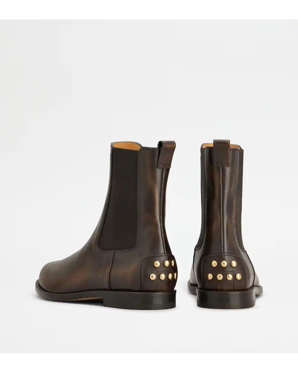 Tod's Brown Studded Chelsea Ankle Boots