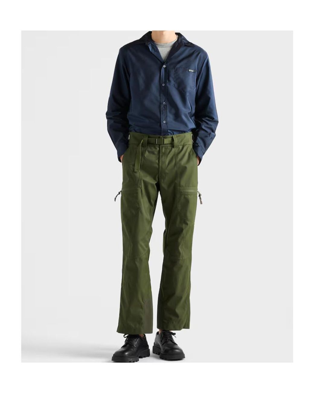 Prada Blue Long-Sleeved Button-Up Shirt for men