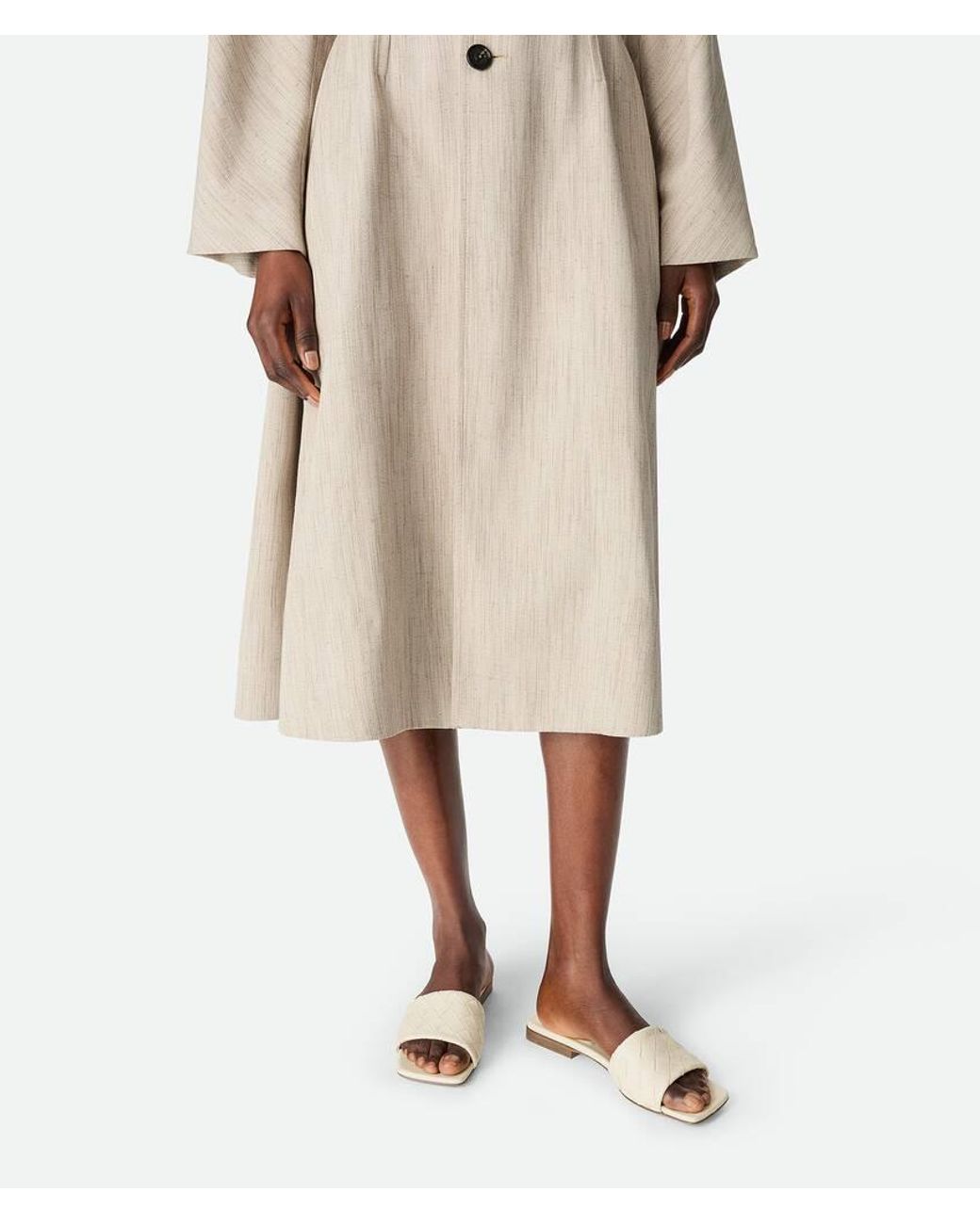 Bottega Veneta White Parco Intrecciato Flat Sandals