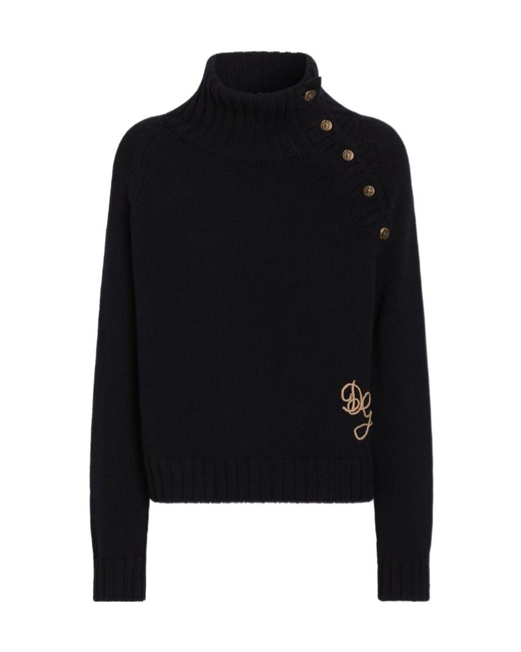 Dolce & Gabbana Black Virgin Wool Rollneck Sweater for men