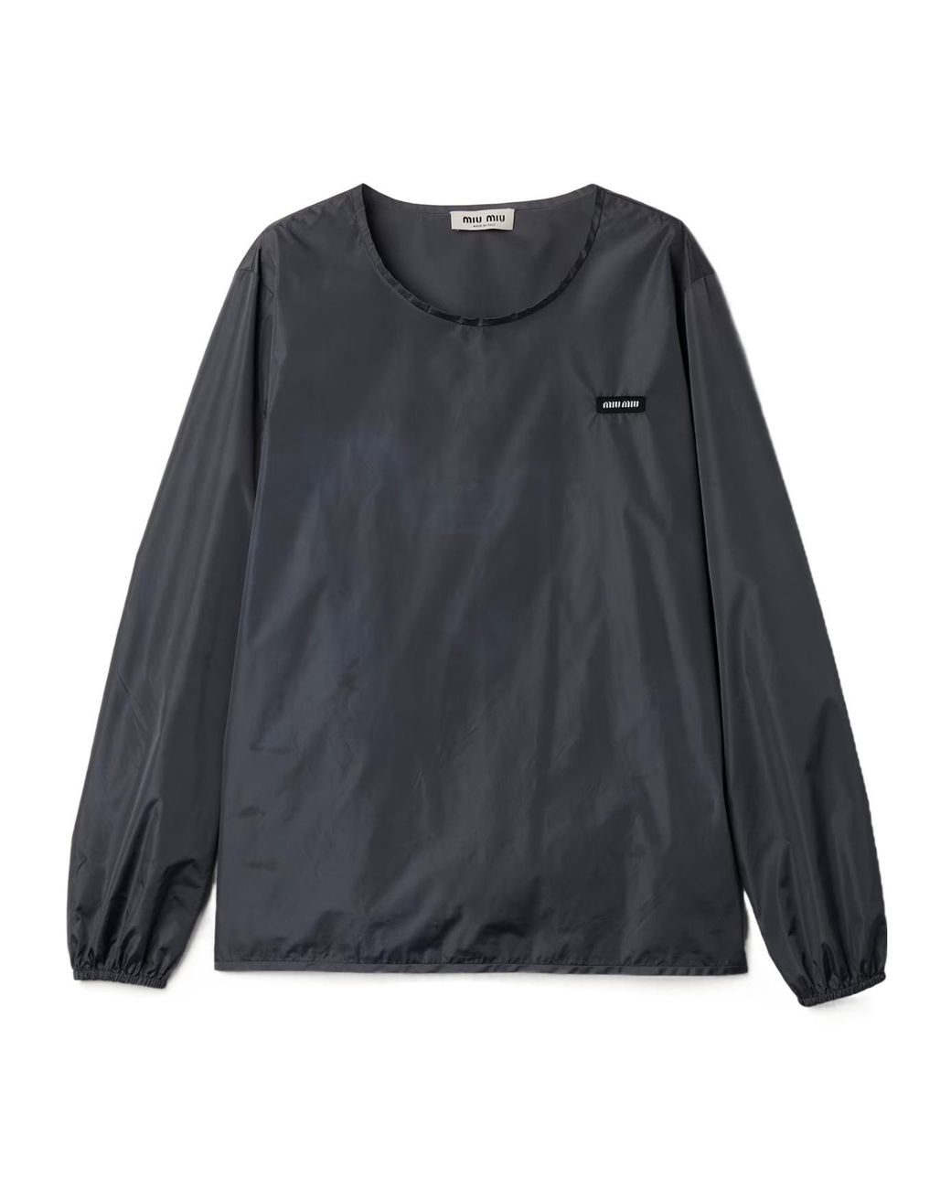 Miu Miu Gray Logo-Patch Long-Sleeve Top